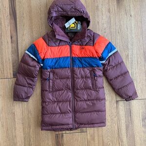 NWT L.L. Bean Kids Puffer Down Hooded Colorblock Puffer Jackey Boys Sz 8 Snow